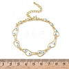Brass Enamel Flat Round Evil Eye Link Chain Bracelets for Women BJEW-G764-01G-03-5