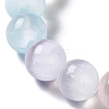 Macaron Color Dyed Natural Selenite Round Beaded Stretch Bracelet X-BJEW-D024-01A-2