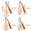 4Pcs 4 Style Ancient Musical Instrument Pipa Chinese Style Bookmark with Tassels for Book Lover AJEW-NB0002-72-2