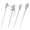 4Pcs 4 Styles Tibetan Style Alloy Resin Hair Sticks OHAR-SC0001-14-1