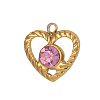 304 Stainless Steel Pave Cubic Zirconia Charms CU-OY002-13G-5