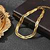 304 Stainless Steel Herringbone Chains Bracelets for Women BJEW-B137-02G-2