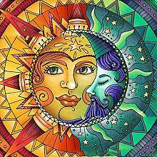 DIY Sun & Moon Pattern Diamond Painting Kits WICR-PW0001-37A