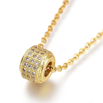 Brass Micro Pave Clear Cubic Zirconia Pendant Necklaces NJEW-A127-08G-1
