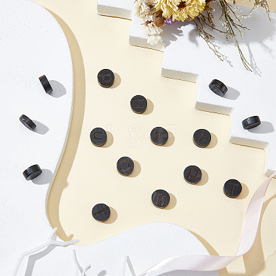26Pcs 26 Styles Flat Round with Letter Wooden Cabochons WOOD-GA0001-28-1