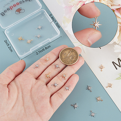 20Pcs 2 Colors Brass Clear Cubic Zirconia Charms FIND-BBC0002-16-1