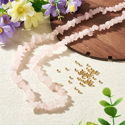 1 Strand Natural Rose Quartz Chip Beads Strands G-TAD0001-07-1