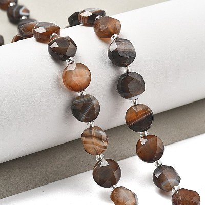 Dyed & Heated Natural Banded Agate Beads Strands G-C116-A83-01-1