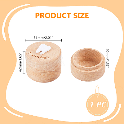 Round Printed Wood Baby Tooth Keepsake Cases with Lids CON-WH0113-12C-1