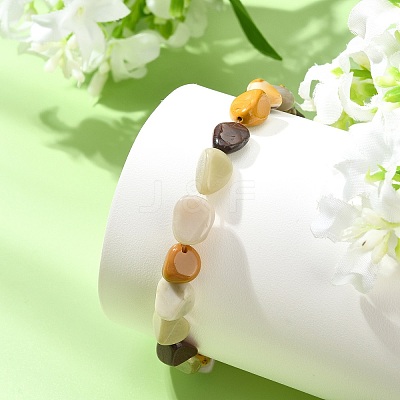 Natural Alashan Agate Beads Stretch Bracelets for Women Men BJEW-JB13834-1