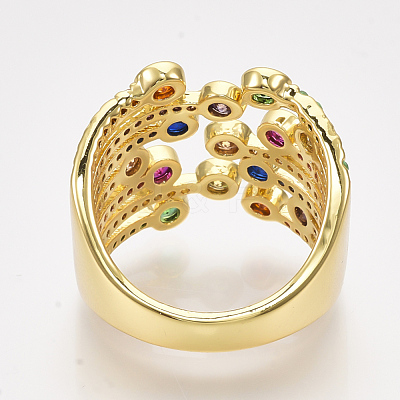 Brass Micro Pave Cubic Zirconia Cuff Rings RJEW-S044-047-1