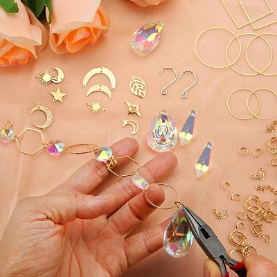 400Pcs DIY Glass Crystal Sun Catcher Hanging Decoration Sets PW-WG97738-01-1