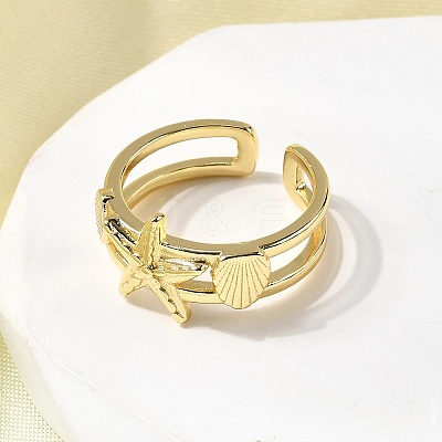 Brass Cuff Rings for Women RJEW-H262-06E-G-1