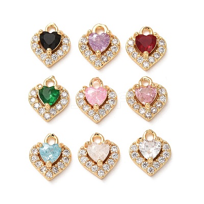 Valentine's Day Brass Micro Pave Cubic Zirconia Charms CU-K002-38G-M-1