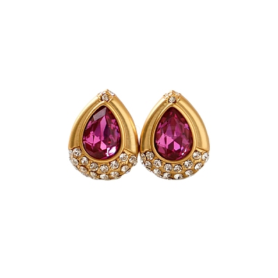 Brass Pave Cubic Zirconia Stud Earrings WG20E7A-02-1