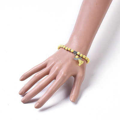 Dyed Synthetic Turquoise Beads Stretch Bracelets BJEW-JB04222-05-1