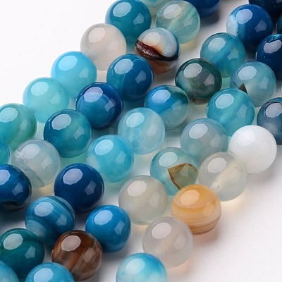 Natural Striped Agate/Banded Agate Beads Strands X-G-D845-01E-8mm-1