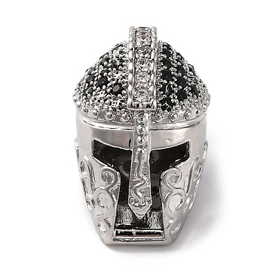 Helmet Shape Rack Plating Brass with Cubic Zirconia Beads KK-S406-15E-1