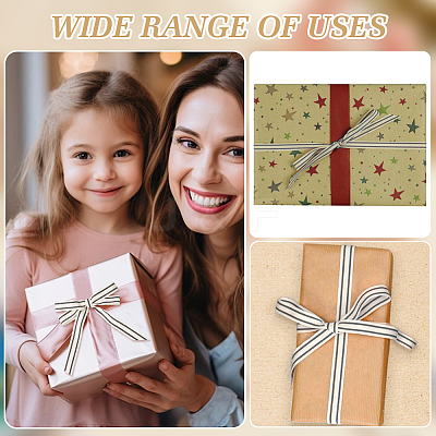 2 Rolls 2 Styles Cotton Striped Ribbons OCOR-WR0001-56B-1