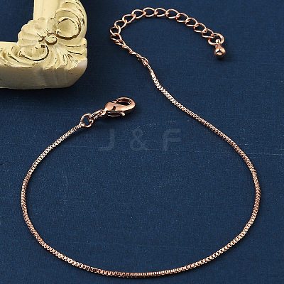 Rack Plating Brass Box Chain Bracelets for Women BJEW-G735-02RG-1