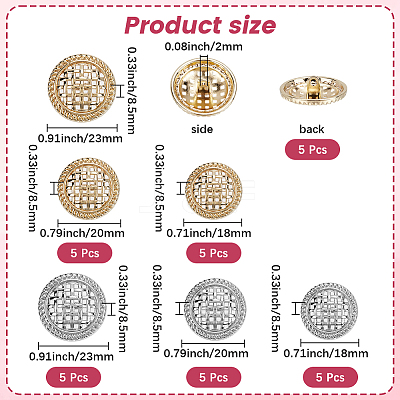 30Pcs 6 Styles Alloy Buttons DIY-CY0001-19-1
