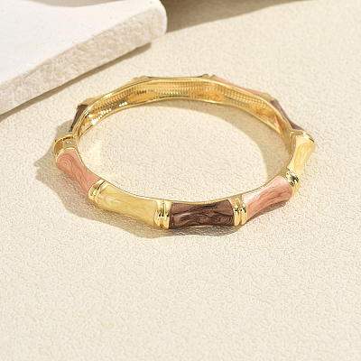 Vintage Zinc Alloy Enamel Bamboo Hinged Cuff Bangles for Women BF0651-3-1