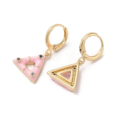 Triangle Golden Brass Dangle Leverback Earrings EJEW-L268-030G-01-1