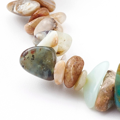 Chips Natural Blue Opal Beaded Stretch Bracelets BJEW-JB05990-1