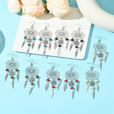 Alloy Feather Dangle Earrings EJEW-FS00028-1