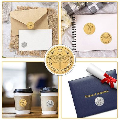 Plastic Self Adhesive Gold Foil Embossed Stickers DIY-WH0575-003-1