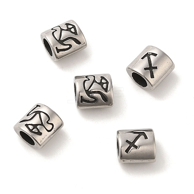 12Pcs Oval with Constellation 304 Stainless Steel Beads STAS-E215-05AS-M-1