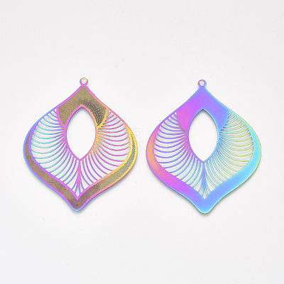 Ion Plating(IP) 304 Stainless Steel Filigree Big Pendants X-STAS-S108-31-1