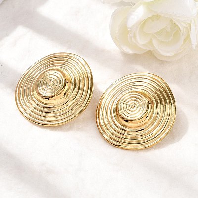 304 Stainless Steel Flat Round Stud Earrings EJEW-K268-53B-G-1