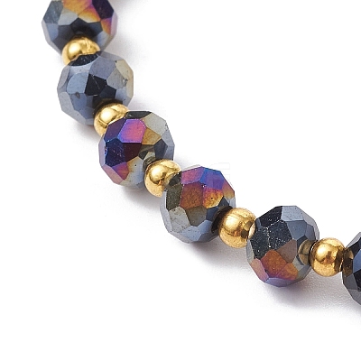Glass Round Beaded Cuff Bangles BJEW-JB09964-04-1