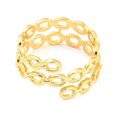 Hollow Oval Brass Open Cuff Rings RJEW-Q781-09G-1