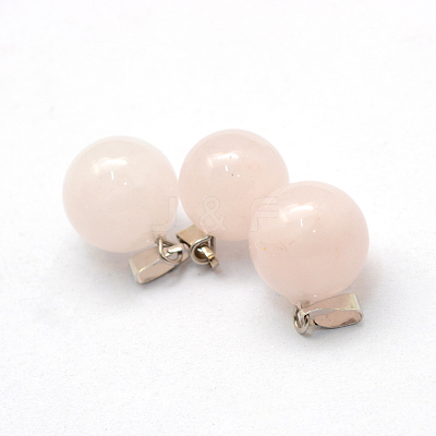 Round Natural Rose Quartz Pendants X-G-Q434-02-1