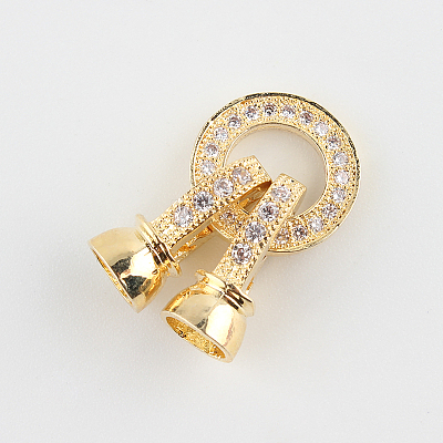 Brass Micro Pave Cubic Zirconia Fold Over Clasps ZIRC-P003-27G-1