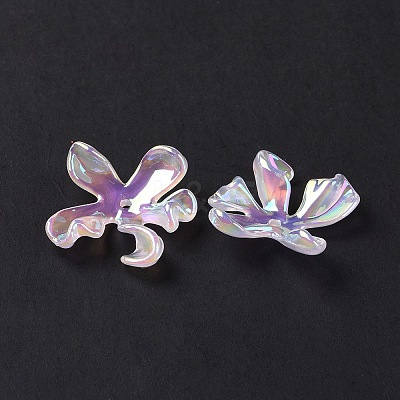 Rainbow Iridescent Plating Acrylic Bead Caps OACR-A017-09-1