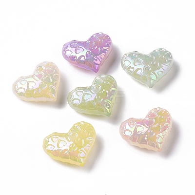 UV Plating Rainbow Iridescent Luminous Acrylic Beads X-OACR-E010-13-1