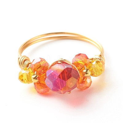 Electroplate Faceted Glass Beads Finger Rings X1-RJEW-TA00014-1