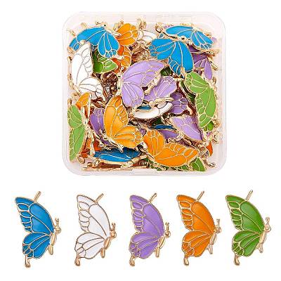 50 Pieces Enamel Butterfly Charms Pendant Alloy Enamel Insect Charm Mixed Colorful for Jewelry Necklace Earring Bracelet Making Crafts JX331A-1