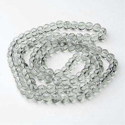 Drawbench Transparent Glass Round Beads Strands X-GLAD-Q012-8mm-09-1