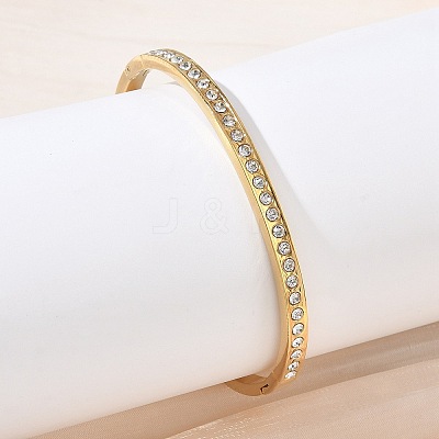304 Stainless Steel & Rhinestone Hinged Bangles for Women BJEW-Z178-09G-1