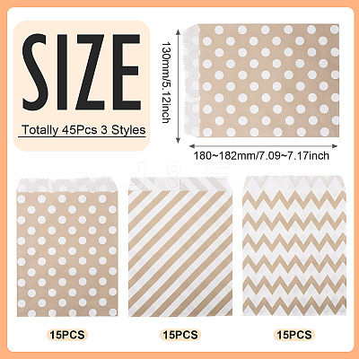 45Pcs 3 Styles Rectangle Kraft Paper Bags CARB-TA0001-14B-1