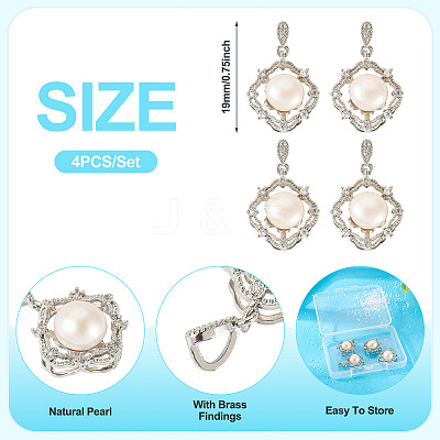 4Pcs Natural Pearl Pendants PALLOY-TAC0181-1