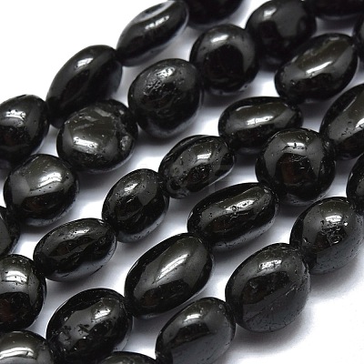 Natural Black Tourmaline Beads Strands X-G-O186-B-07-1