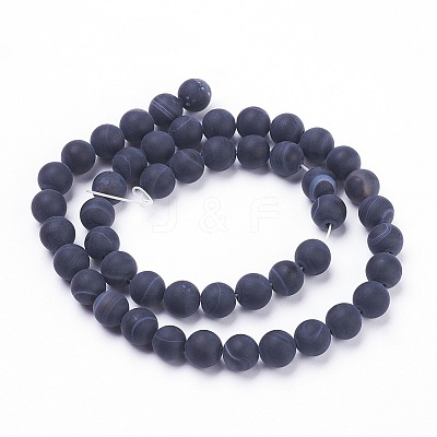 Natural Black Striped Agate/Banded Agate Beads Strands LS-G-F520-50-8mm-1