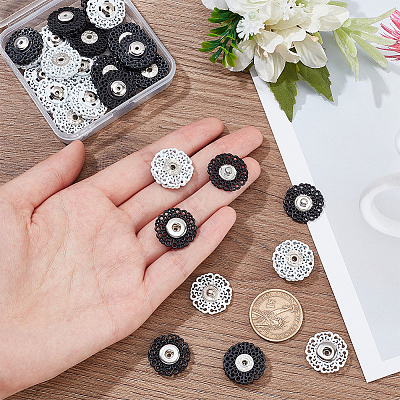 24 Sets 2 Colors Zinc Alloy Snap Buttons BUTT-NB0001-50-1