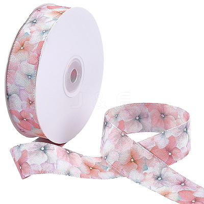 1Roll Single Face Printed Polyester Satin Ribbon SRIB-CY0001-47E-1