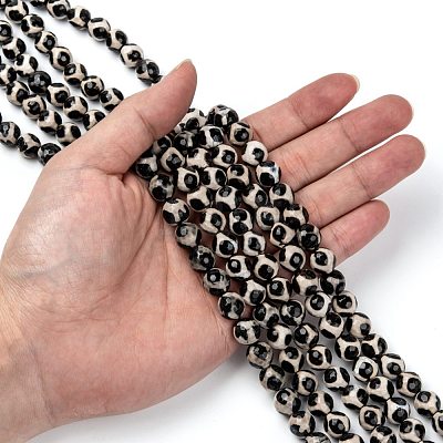 Tibetan Style Turtle Back Pattern dZi Beads X-G-H1453-1-1